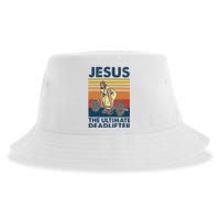 Vintage Jesus The Ultimate Deadlifter Gym Christian Faith Sustainable Bucket Hat