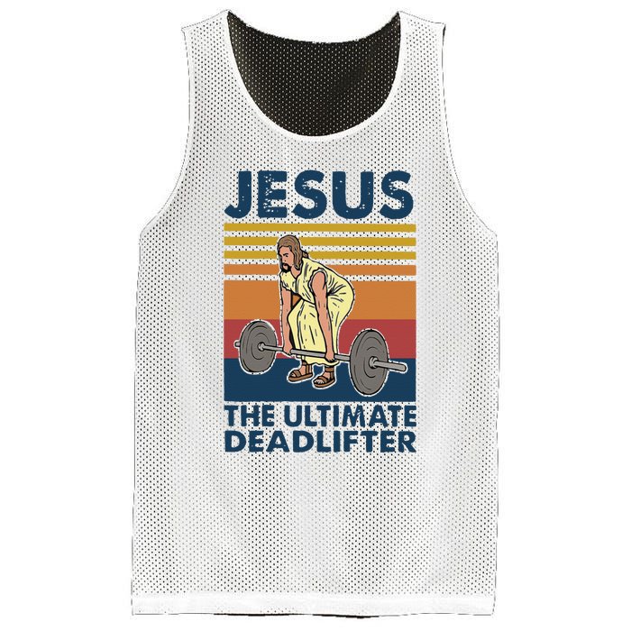 Vintage Jesus The Ultimate Deadlifter Gym Christian Faith Mesh Reversible Basketball Jersey Tank