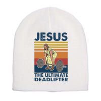 Vintage Jesus The Ultimate Deadlifter Gym Christian Faith Short Acrylic Beanie