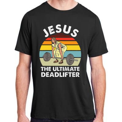 Vintage Jesus The Ultimate Deadlifter Funny Gym Bodybuliding Adult ChromaSoft Performance T-Shirt