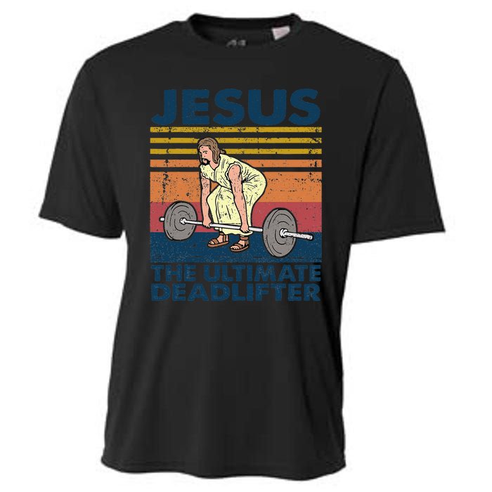 Vintage Jesus The Ultimate Deadlifter Funny Christian Gym Cooling Performance Crew T-Shirt