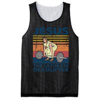 Vintage Jesus The Ultimate Deadlifter Funny Christian Gym Mesh Reversible Basketball Jersey Tank