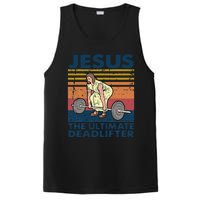 Vintage Jesus The Ultimate Deadlifter Funny Christian Gym PosiCharge Competitor Tank