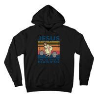 Vintage Jesus The Ultimate Deadlifter Funny Christian Gym Tall Hoodie