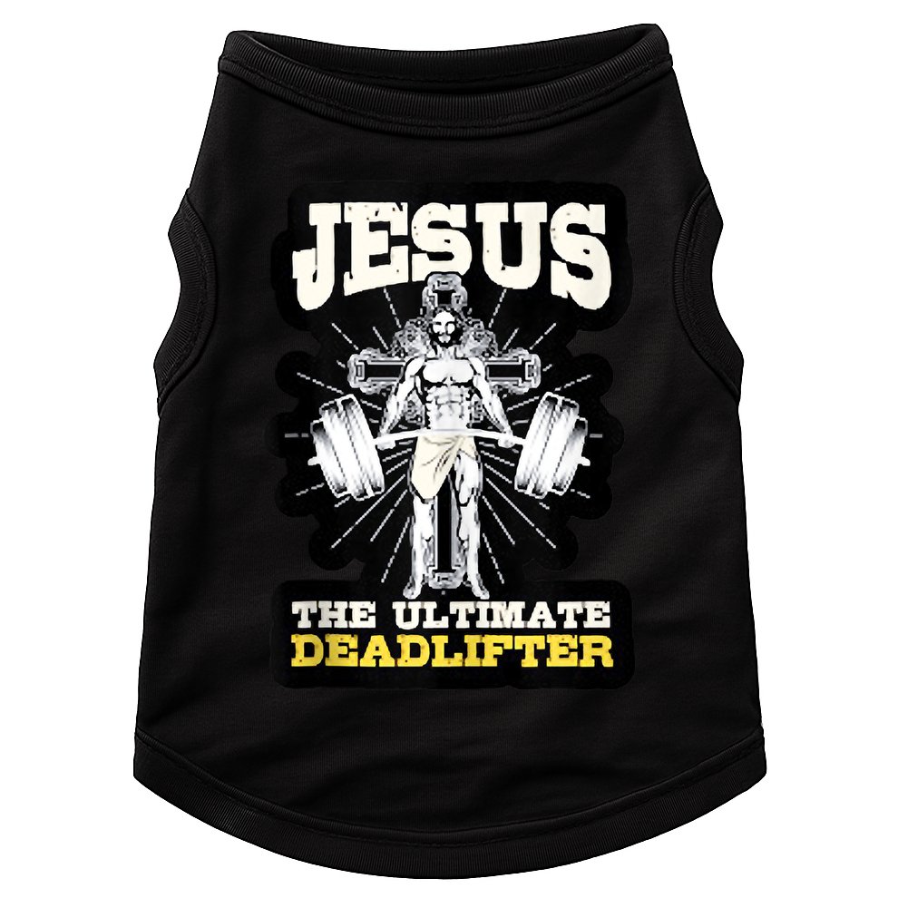 Vintage Jesus The Ultimate Deadlifter Funny Christian Gym Doggie Tank