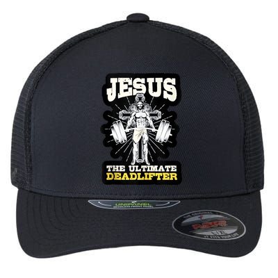 Vintage Jesus The Ultimate Deadlifter Funny Christian Gym Flexfit Unipanel Trucker Cap