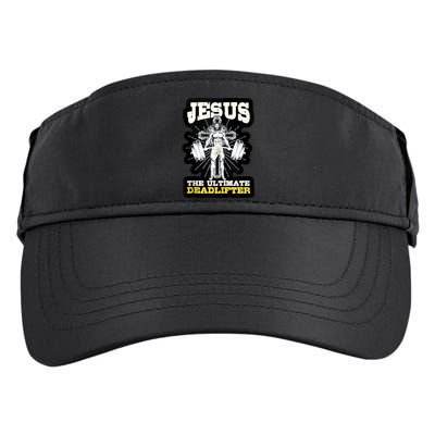 Vintage Jesus The Ultimate Deadlifter Funny Christian Gym Adult Drive Performance Visor