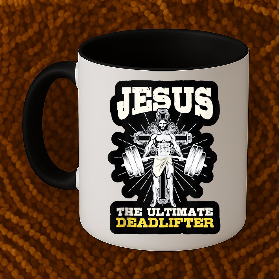 Vintage Jesus The Ultimate Deadlifter Funny Christian Gym Mug