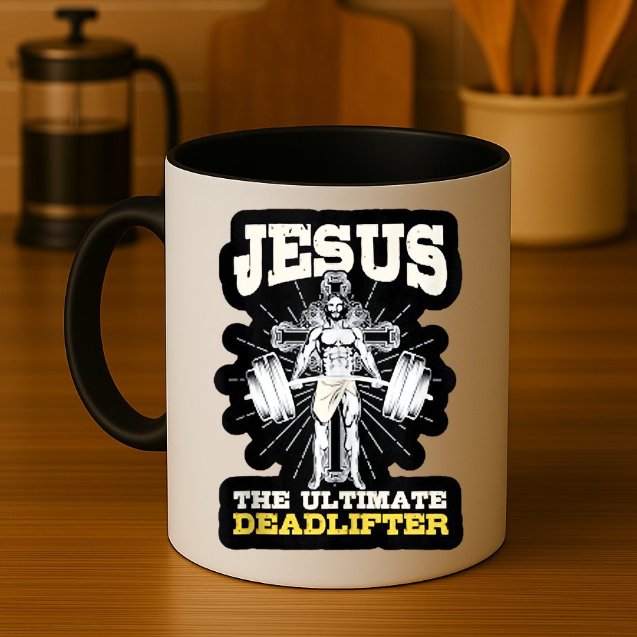 Vintage Jesus The Ultimate Deadlifter Funny Christian Gym Mug