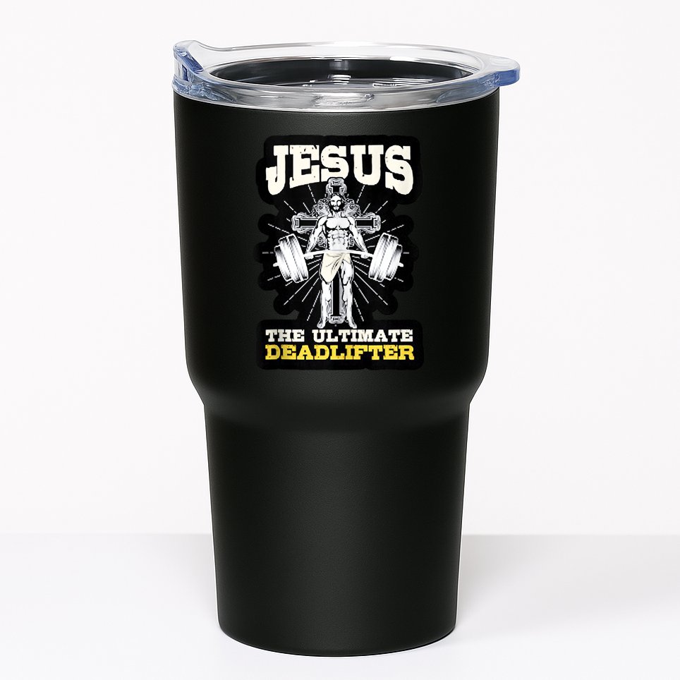 Vintage Jesus The Ultimate Deadlifter Funny Christian Gym Tumbler