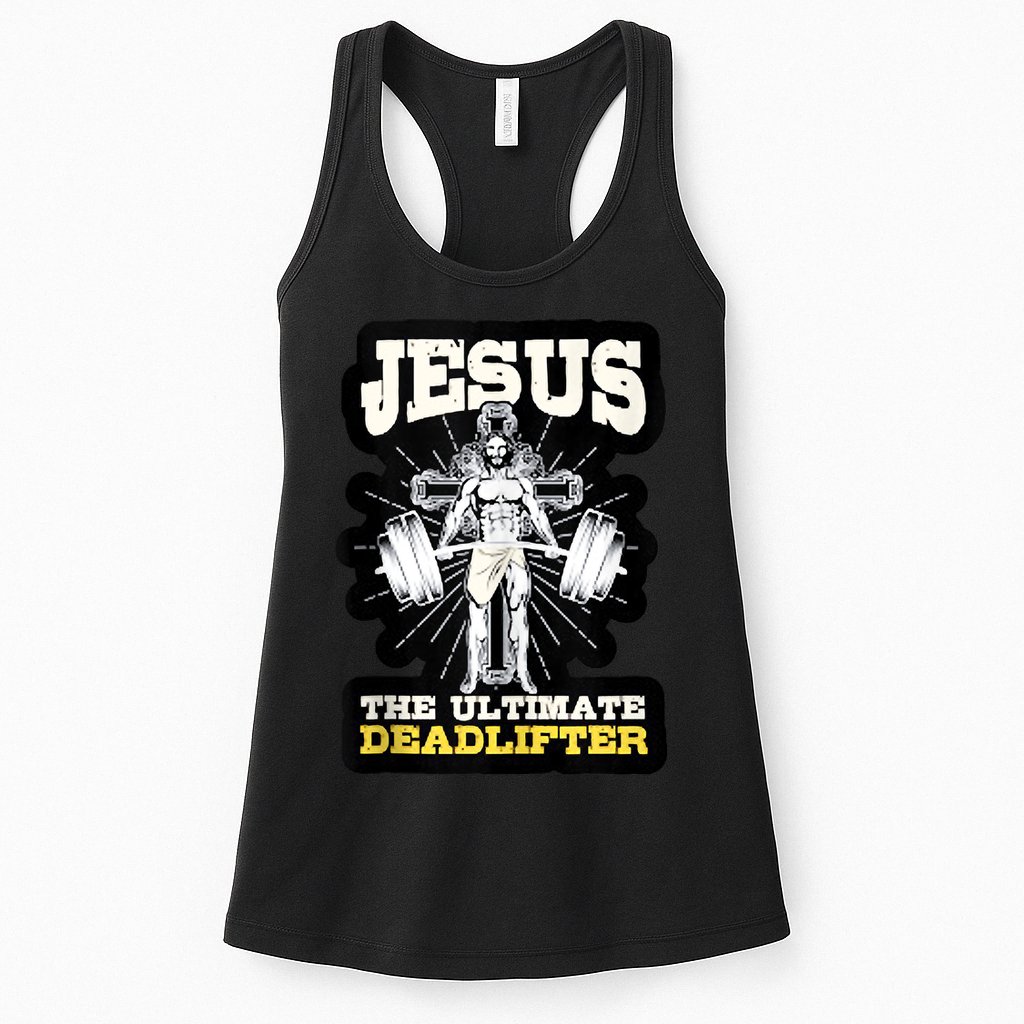 Vintage Jesus The Ultimate Deadlifter Funny Christian Gym Womens Tank Top