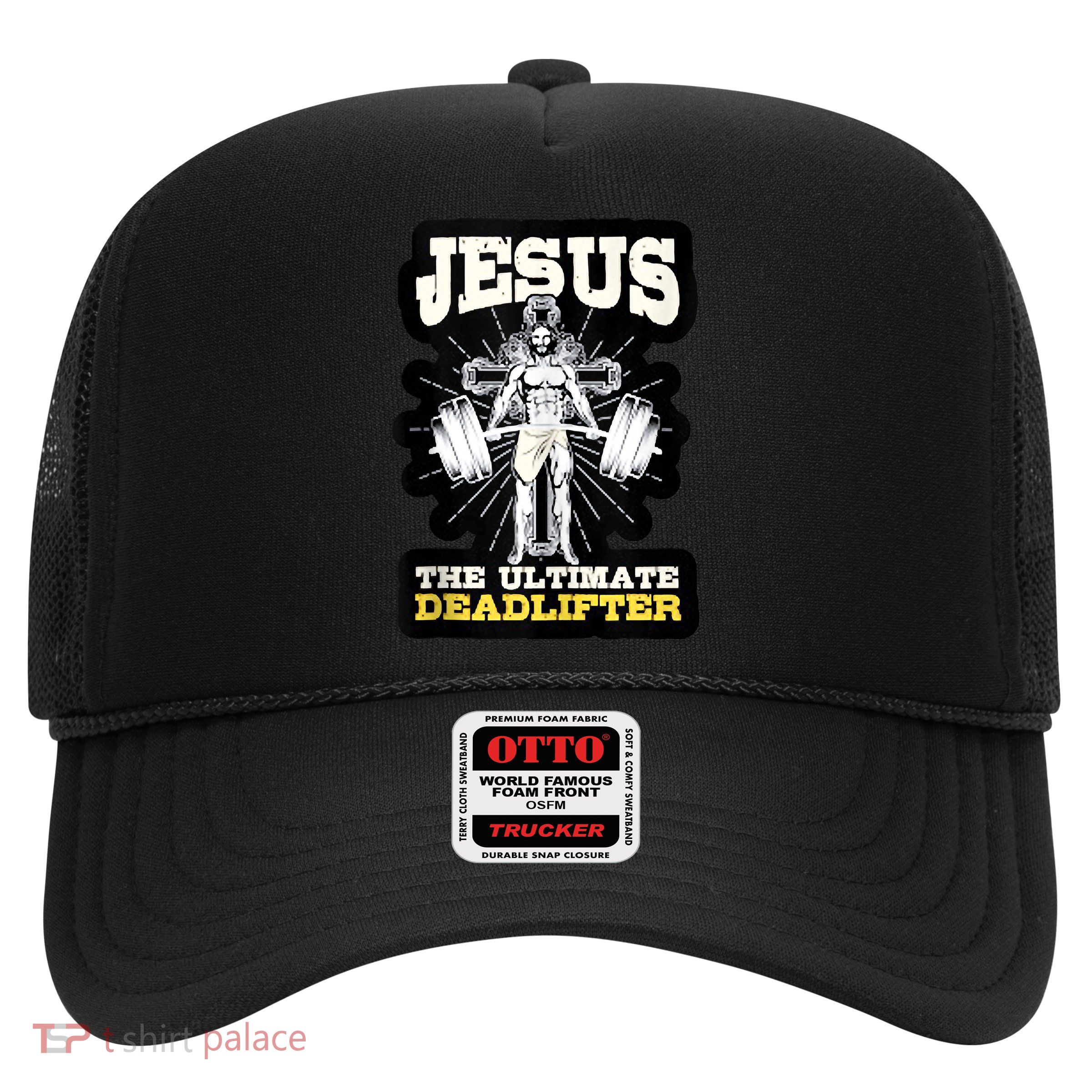 Vintage Jesus The Ultimate Deadlifter Funny Christian Gym Trucker Hat