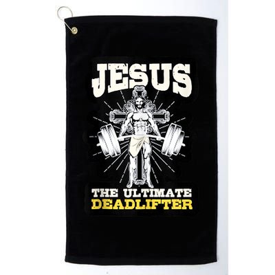 Vintage Jesus The Ultimate Deadlifter Funny Christian Gym Golf Towel