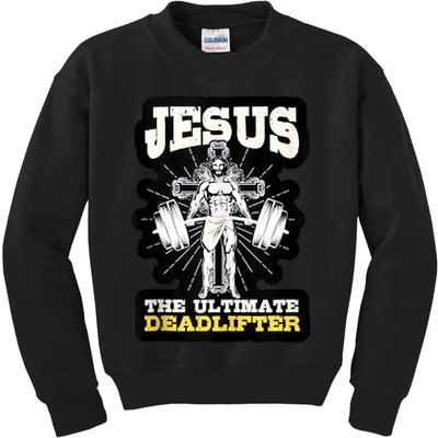 Vintage Jesus The Ultimate Deadlifter Funny Christian Gym Kids Sweatshirt