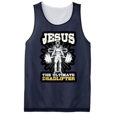 Vintage Jesus The Ultimate Deadlifter Funny Christian Gym Mesh Reversible Basketball Jersey Tank