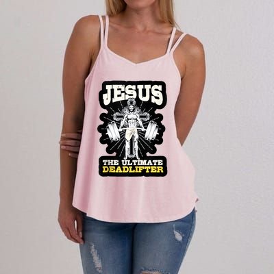 Vintage Jesus The Ultimate Deadlifter Funny Christian Gym Women's Strappy Tank