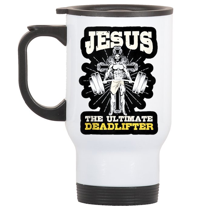 Vintage Jesus The Ultimate Deadlifter Funny Christian Gym Stainless Steel Travel Mug