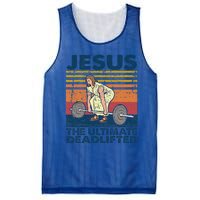 Vintage Jesus The Ultimate Deadlifter Funny Christian Gym Mesh Reversible Basketball Jersey Tank