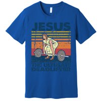 Vintage Jesus The Ultimate Deadlifter Funny Christian Gym Premium T-Shirt