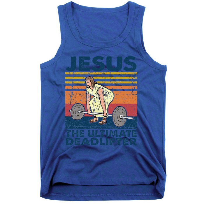 Vintage Jesus The Ultimate Deadlifter Funny Christian Gym Tank Top