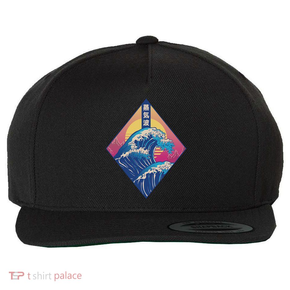 Vaporwave Japanese Wave Wool Snapback Cap