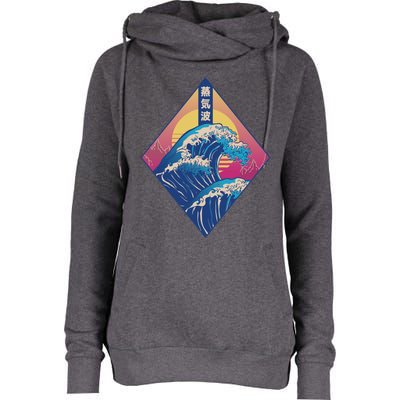 Vaporwave Japanese Wave Womens Funnel Neck Pullover Hood