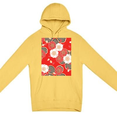 Vintage Japanese Wedding Kimono Pattern Premium Pullover Hoodie