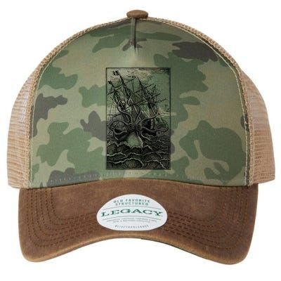 Vintage Kraken Attacking Ship Illustration Legacy Tie Dye Trucker Hat