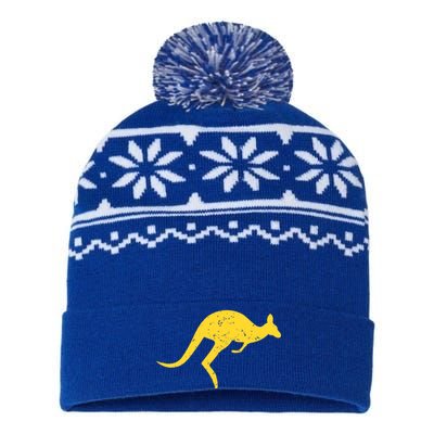 Vintage Kangaroo Australia Gift Aussie Roo Kangaroo Gift USA-Made Snowflake Beanie