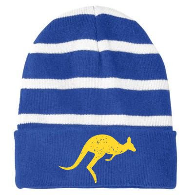 Vintage Kangaroo Australia Gift Aussie Roo Kangaroo Gift Striped Beanie with Solid Band