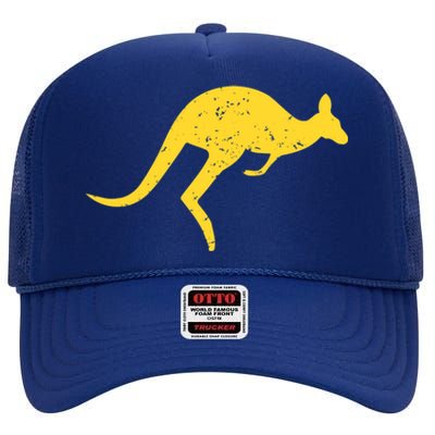 Vintage Kangaroo Australia Gift Aussie Roo Kangaroo Gift High Crown Mesh Back Trucker Hat