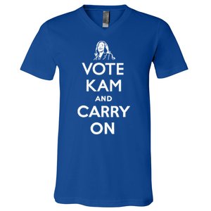 Vote Kam And Carry On Vote Kamala Harris V-Neck T-Shirt