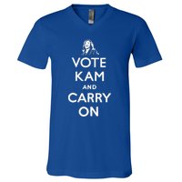 Vote Kam And Carry On Vote Kamala Harris V-Neck T-Shirt