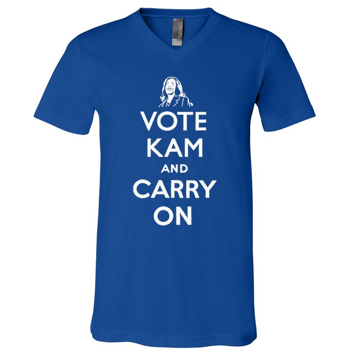 Vote Kam And Carry On Vote Kamala Harris V-Neck T-Shirt