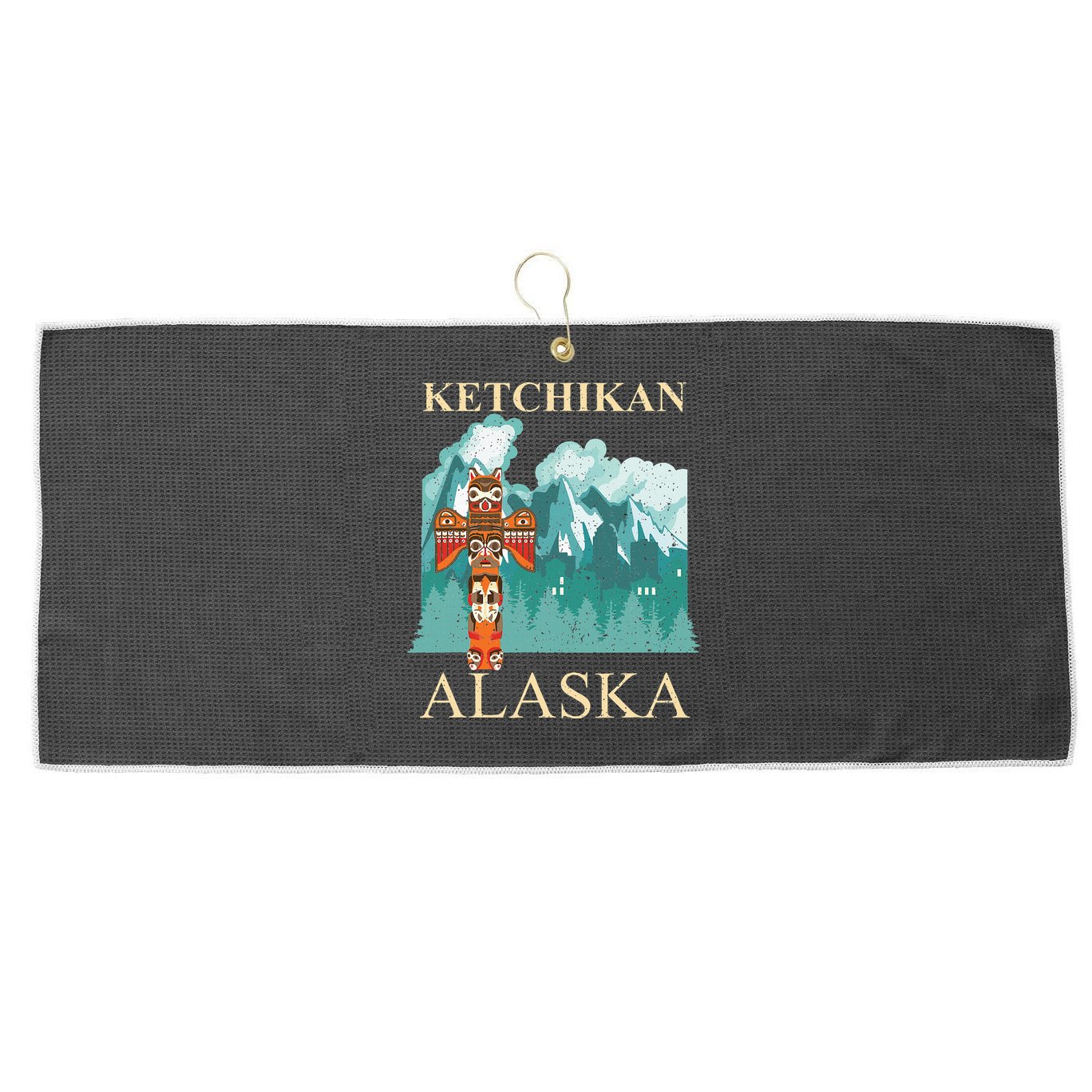 Vintage Ketchikan Alaska Native American Indian Large Microfiber Waffle Golf Towel