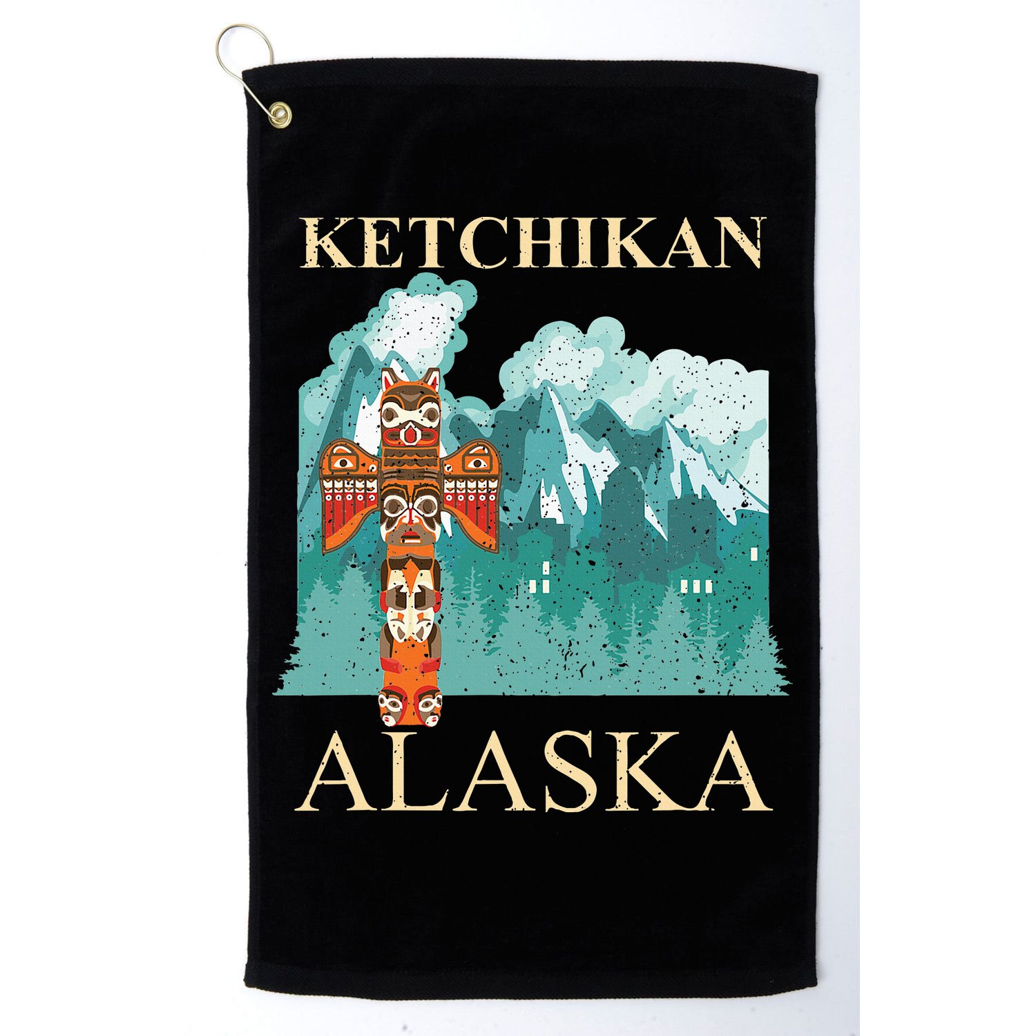 Vintage Ketchikan Alaska Native American Indian Golf Towel