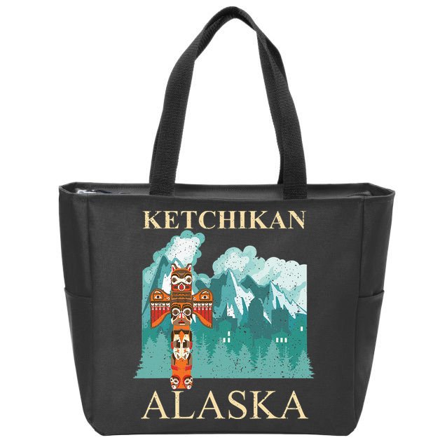 Vintage Ketchikan Alaska Native American Indian Zip Tote Bag