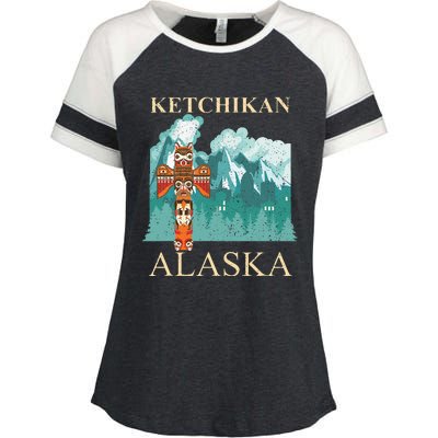 Vintage Ketchikan Alaska Native American Indian Enza Ladies Jersey Colorblock Tee