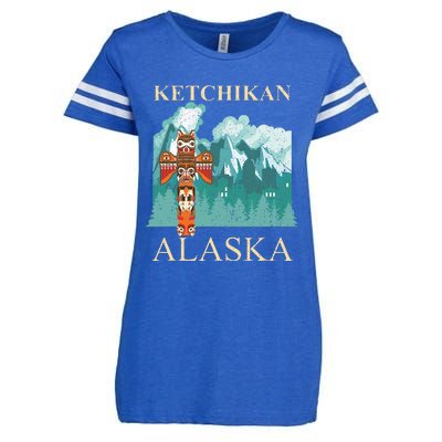 Vintage Ketchikan Alaska Native American Indian Enza Ladies Jersey Football T-Shirt