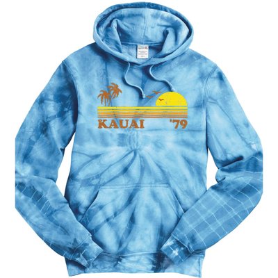 Vintage Kauai Beach Hawaii Retro Hawaiian Surfing 70s Gift Tie Dye Hoodie