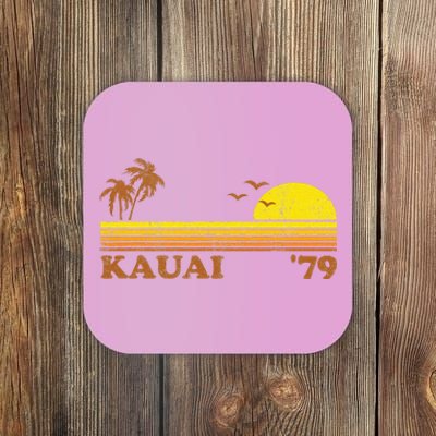 Vintage Kauai Beach Hawaii Retro Hawaiian Surfing 70s Gift Coaster