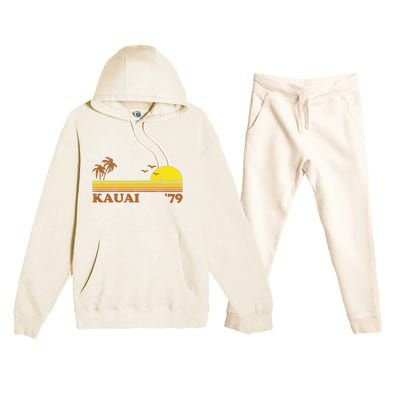 Vintage Kauai Beach Hawaii Retro Hawaiian Surfing 70s Gift Premium Hooded Sweatsuit Set