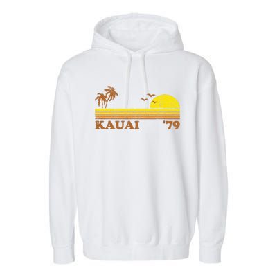 Vintage Kauai Beach Hawaii Retro Hawaiian Surfing 70s Gift Garment-Dyed Fleece Hoodie