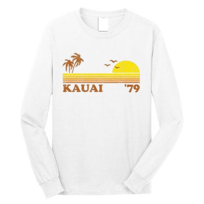 Vintage Kauai Beach Hawaii Retro Hawaiian Surfing 70s Gift Long Sleeve Shirt