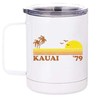 Vintage Kauai Beach Hawaii Retro Hawaiian Surfing 70s Gift 12 oz Stainless Steel Tumbler Cup