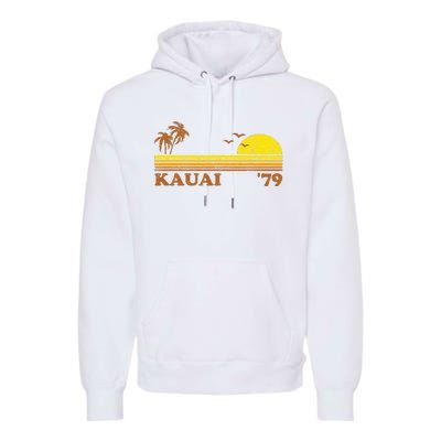 Vintage Kauai Beach Hawaii Retro Hawaiian Surfing 70s Gift Premium Hoodie