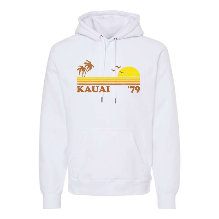 Vintage Kauai Beach Hawaii Retro Hawaiian Surfing 70s Gift Premium Hoodie