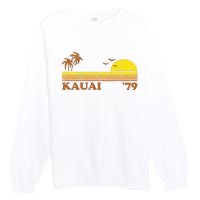 Vintage Kauai Beach Hawaii Retro Hawaiian Surfing 70s Gift Premium Crewneck Sweatshirt