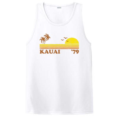 Vintage Kauai Beach Hawaii Retro Hawaiian Surfing 70s Gift PosiCharge Competitor Tank