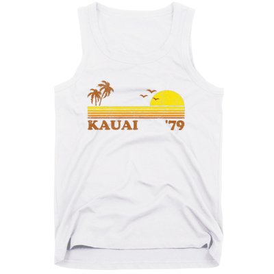 Vintage Kauai Beach Hawaii Retro Hawaiian Surfing 70s Gift Tank Top